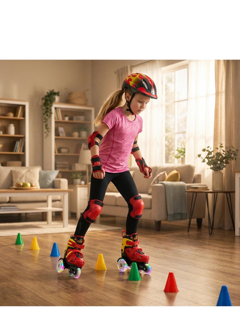 واي آند دي حذاء التزلج بالرشاقة للأطفال، مجموعة أحذية التزلج على الأرجل للمبتدئين، أحذية الأطفال مع وسادات الكاحل والكوع، قبعة رأس، حقيبة الظهر، أحذية تزلج على الأرجل - Image 3